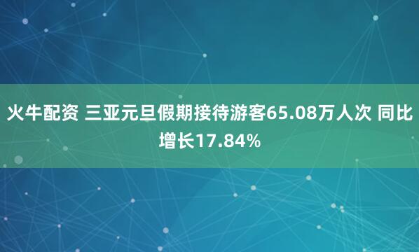 火牛配资 三亚元旦假期接待游客65.08万人次 同比增长17.84%